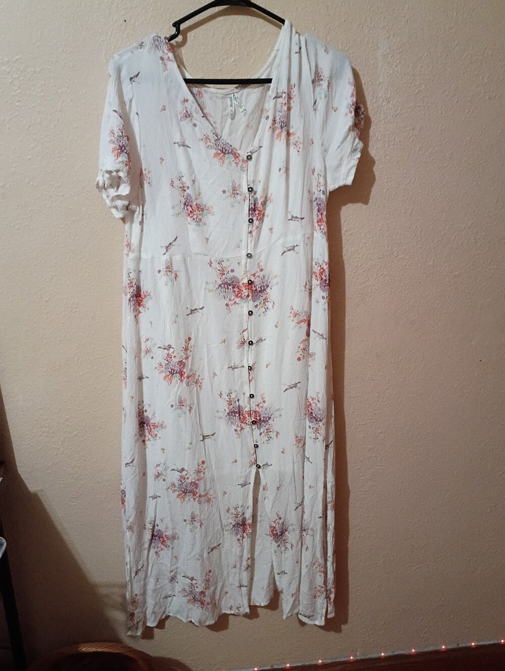 Mudd Size XL White Floral Button-Front Midi Dress